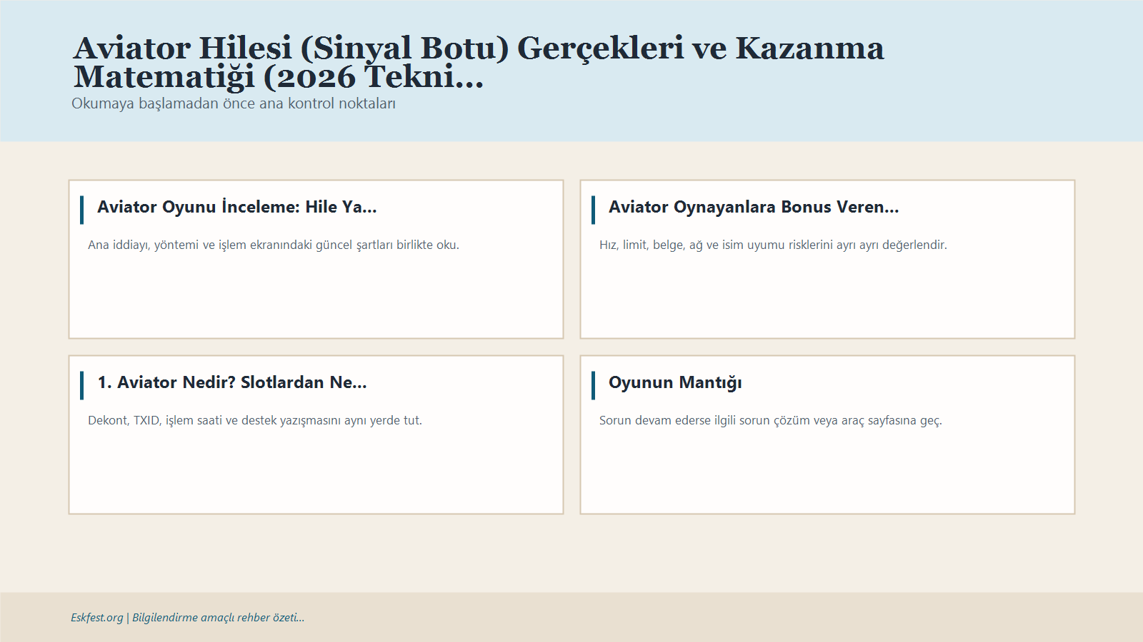 Aviator Hilesi (Sinyal Botu) Gerçekleri Ve Kazanma Matematiği (2026 Teknik Analiz) Için Kısa Karar Ve Kontrol Infografiği