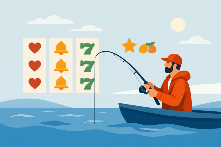 Big Bass Bonanza Slot Incelemesi Için Balıkçı Temalı Editoryal Illüstrasyon