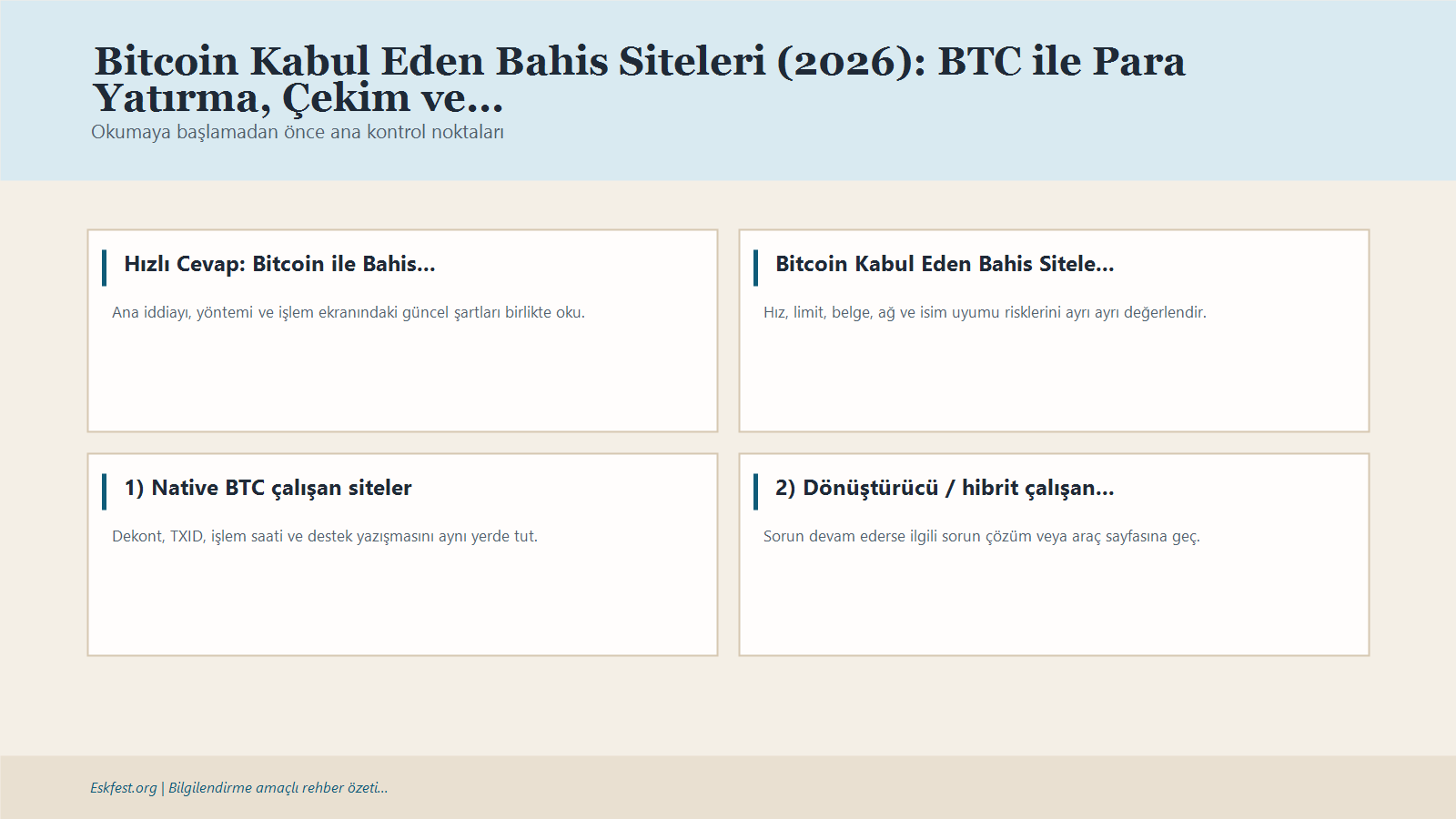 Bitcoin Kabul Eden Bahis Siteleri (2026): Btc Ile Para Yatırma, Çekim Ve Lightning Rehberi Için Kısa Karar Ve Kontrol Infografiği