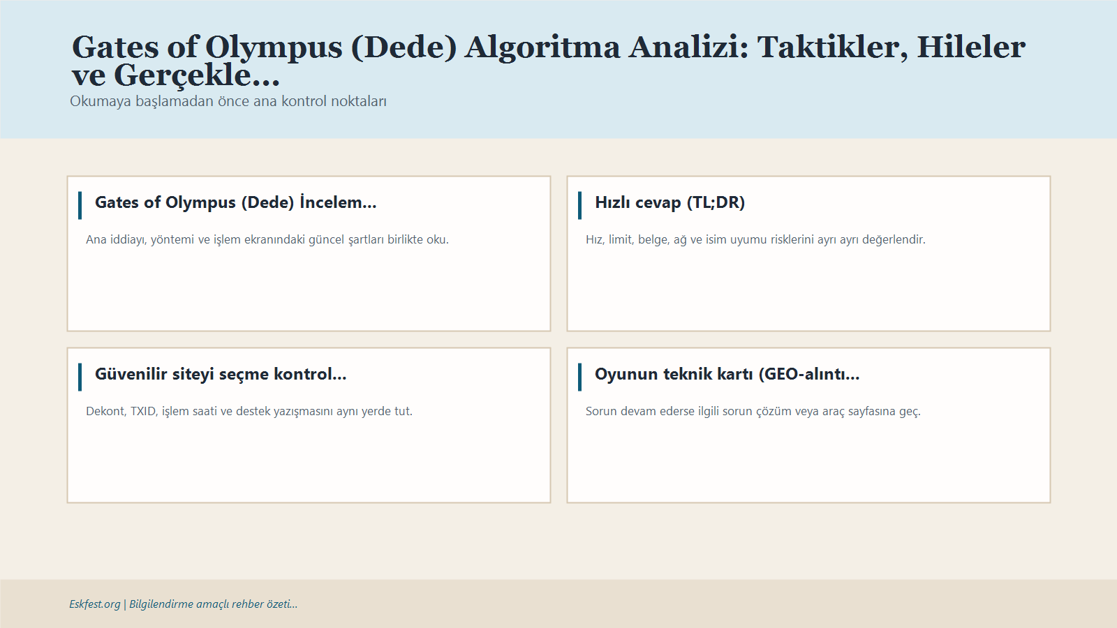 Gates Of Olympus (Dede) Algoritma Analizi: Taktikler, Hileler Ve Gerçekler (2026) Için Kısa Karar Ve Kontrol Infografiği