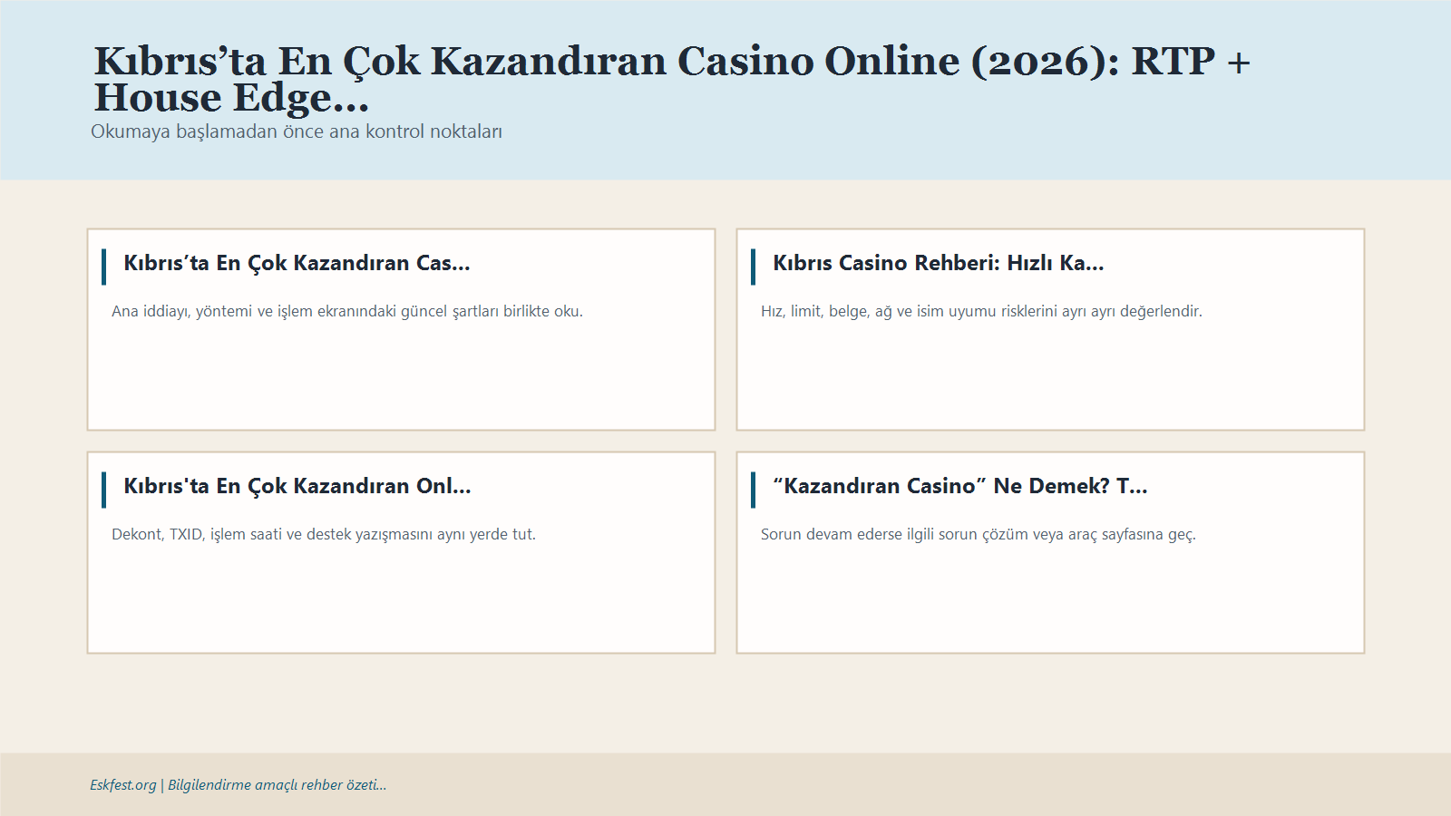 Kıbrıs’ta En Çok Kazandıran Casino Online (2026): Rtp + House Edge Için Kısa Karar Ve Kontrol Infografiği