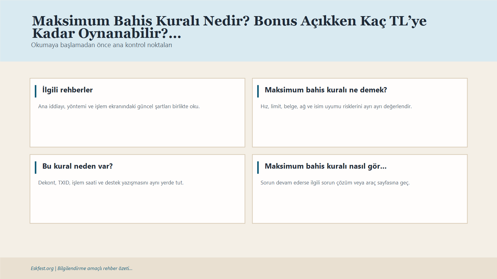 Maksimum Bahis Kuralı Nedir? Bonus Açıkken Kaç Tl’ye Kadar Oynanabilir? Için Kısa Karar Ve Kontrol Infografiği