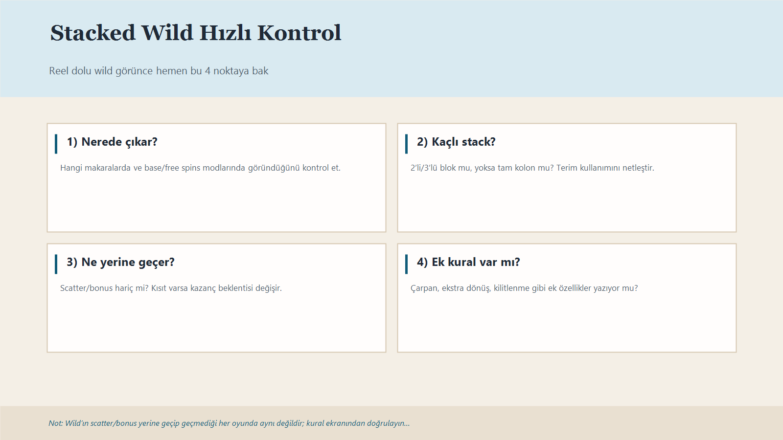 Stacked Wild Için Paytable Kontrol Maddelerini Gösteren Infografik