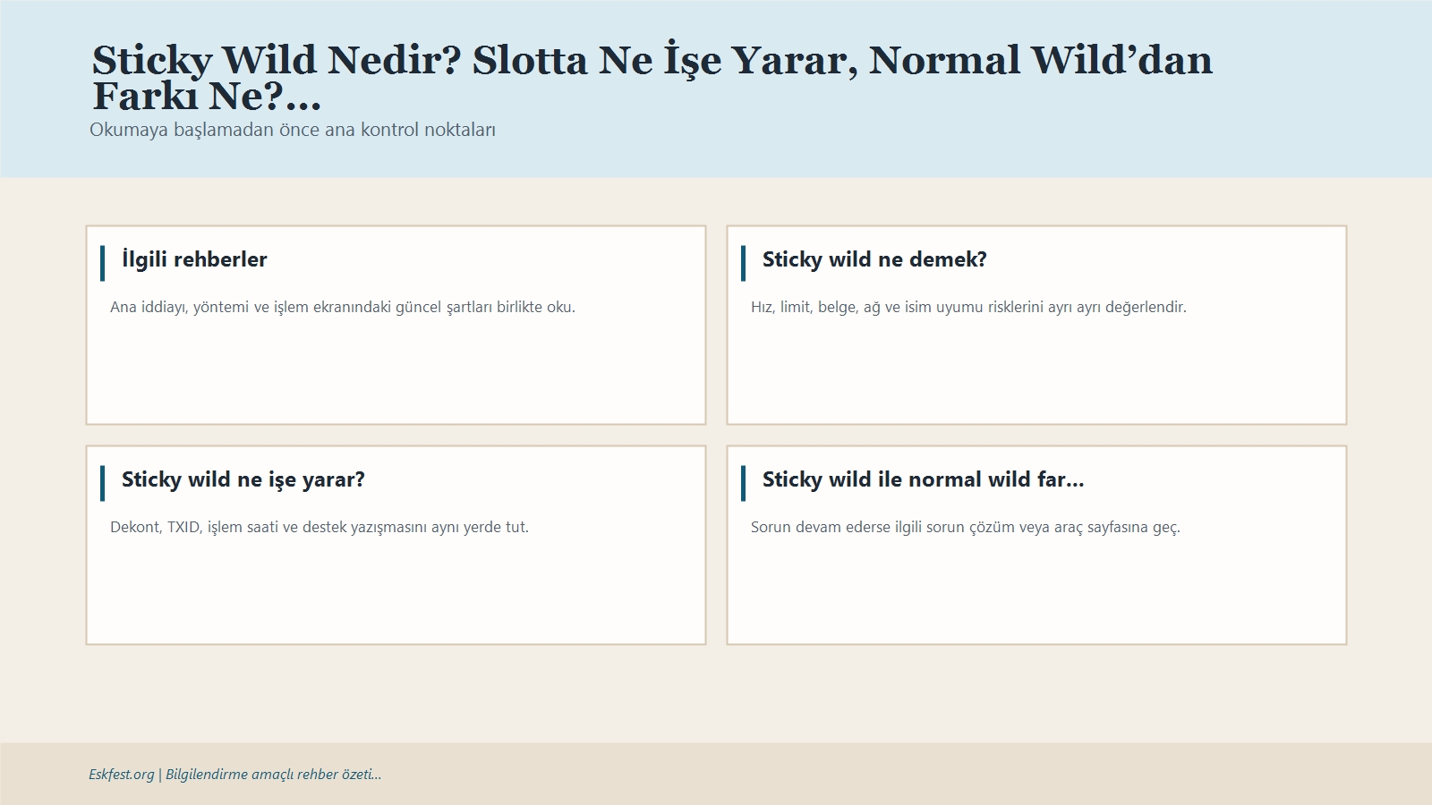 Sticky Wild Nedir? Slotta Ne İşe Yarar, Normal Wild’dan Farkı Ne? Için Kısa Karar Ve Kontrol Infografiği
