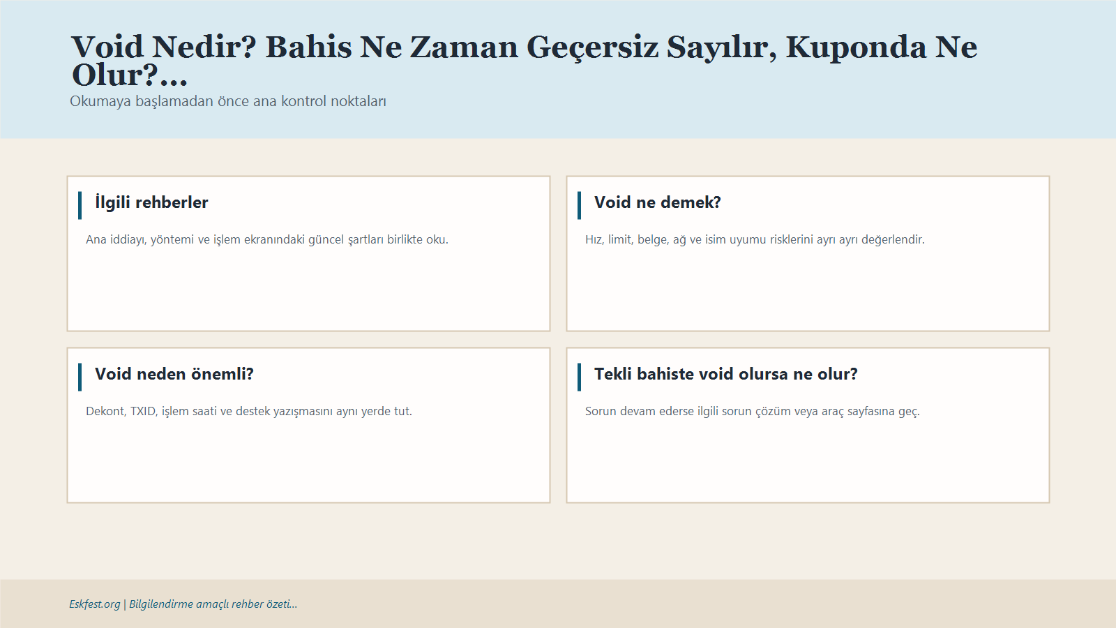 Void Nedir? Bahis Ne Zaman Geçersiz Sayılır, Kuponda Ne Olur? Için Kısa Karar Ve Kontrol Infografiği