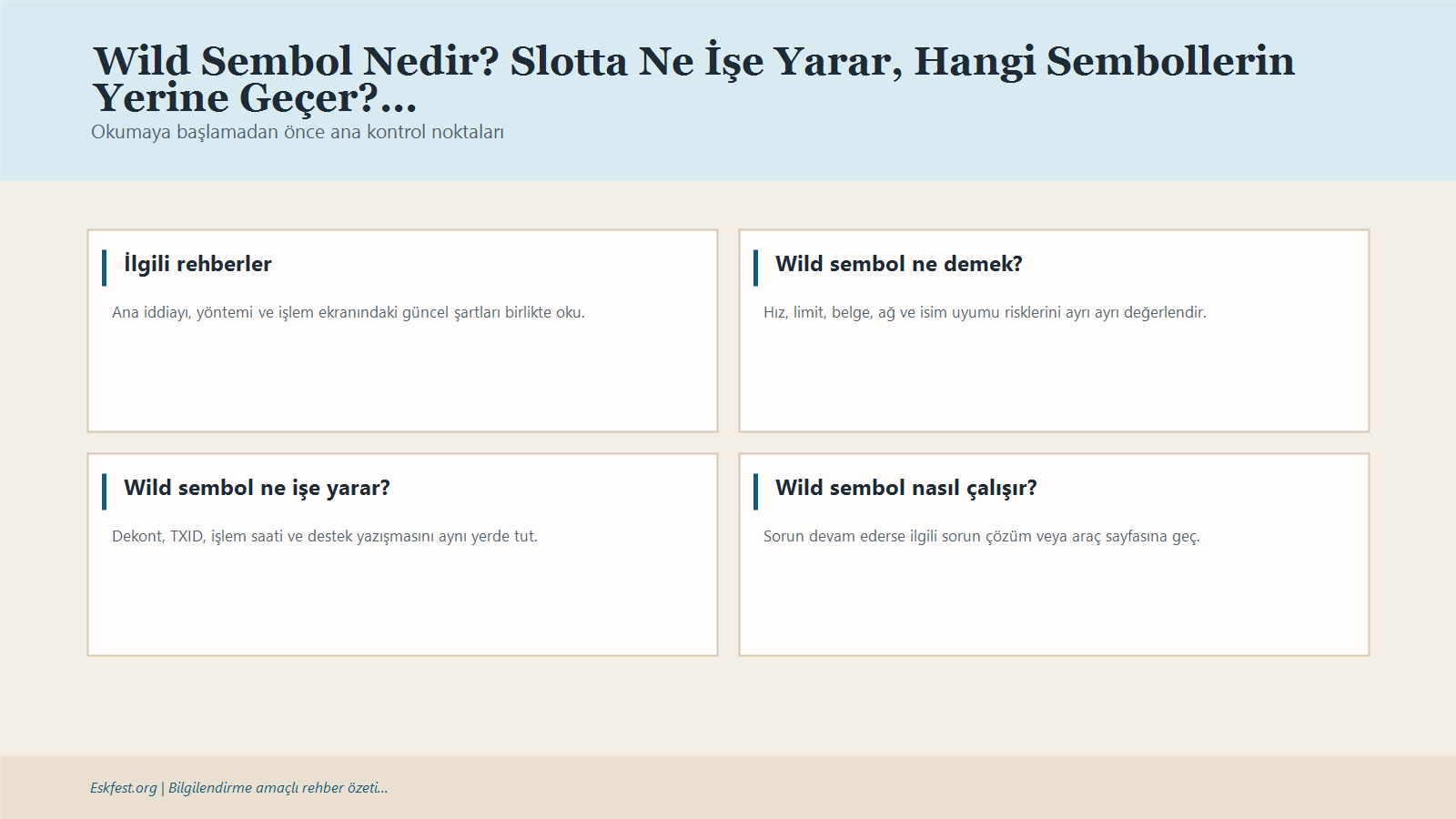 Wild Sembol Nedir? Slotta Ne İşe Yarar, Hangi Sembollerin Yerine Geçer? Için Kısa Karar Ve Kontrol Infografiği
